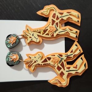 Giraffe Safari Theme Animal Clay Earrings